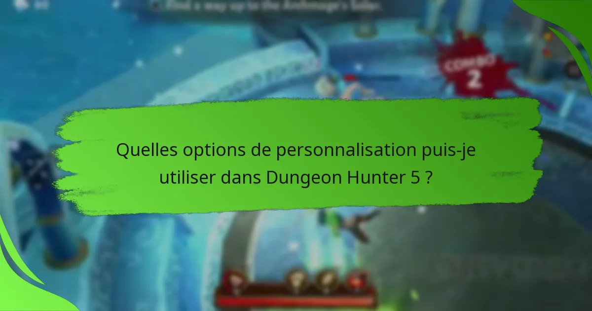 Quelles options de personnalisation puis-je utiliser dans Dungeon Hunter 5 ?