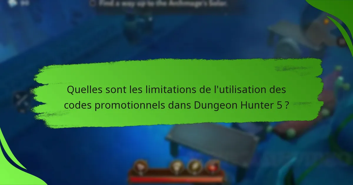 Quelles sont les limitations de l'utilisation des codes promotionnels dans Dungeon Hunter 5 ?